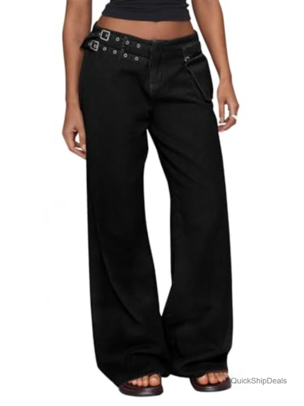 Cargo Jeans Wide Leg Low Rise Denim Pants Utility Pocket Baggy Streetwear